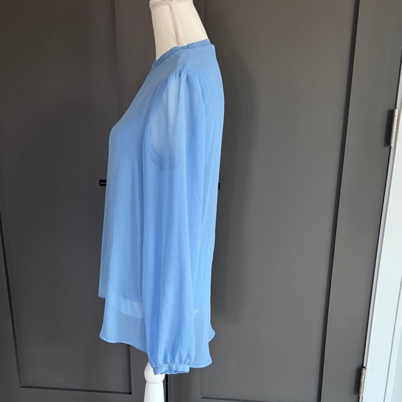 Zara Light Blue Long Sleeve Blouse - Picture 4 of 10